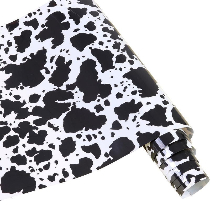 Tintnut Leopard Heat Transfer Vinyl- 12 x5ft Black and White Cow Patterned Iron on Vinyl for T-Shirts Clothing Bags Heat Transfer Vinyl for All Cutting Machine - Image 1